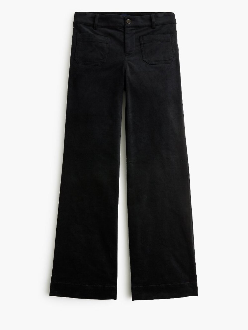 NWT J Crew Plus Size 33 33x29 Black Velvet Lizzie Patch Pocket Wide Leg Pant NEW